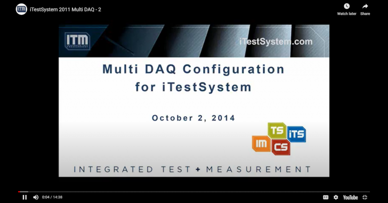 iTestSystem MultiDAQ Configuration Presentation Page