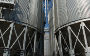 Photo of a big industrial feed mill where grain is processed