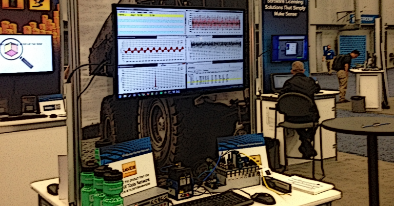 ITM exhibit booth at NIWeek 2017 with monitors displaying live wireless sensor data