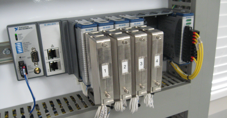 National Instruments CompactRIO controller chassis populated with I/O modules