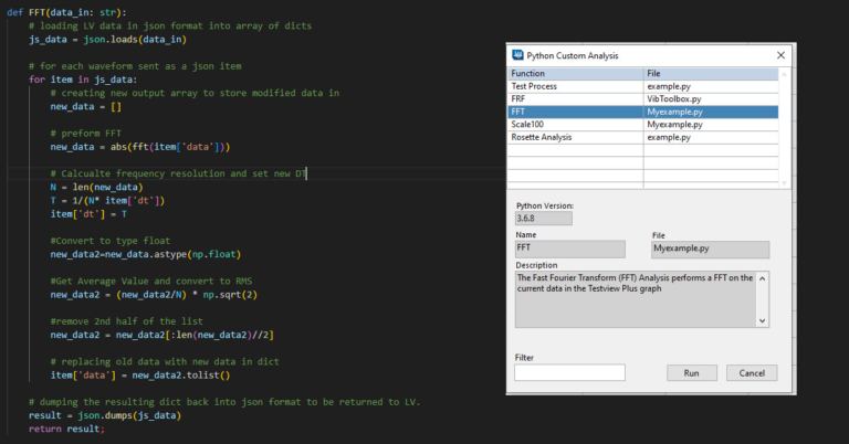 Python Code for FFT in TestView Plus